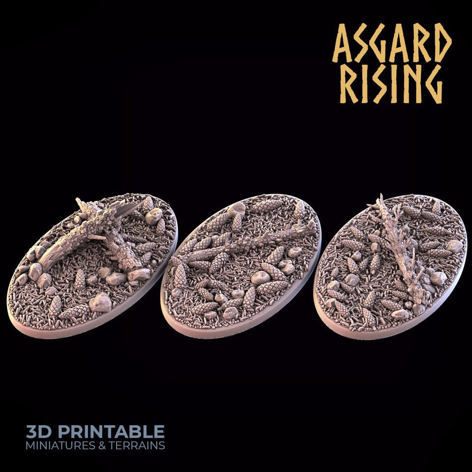 3D Printed Asgard Rising Conifers Oval Bases 28 32mm D&D