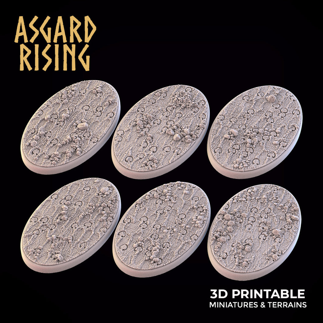 3D Printed Asgard Rising Mud Dirt Oval Base Set 35x60mm  - 32mm D&D - Charming Terrain