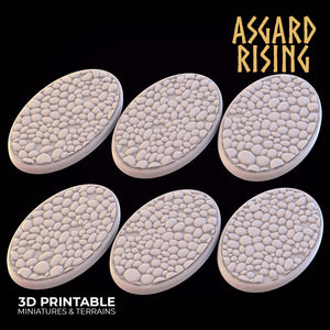 3D Printed Asgard Rising Pavement Oval Base Set 35x60mm  - 32mm D&D - Charming Terrain