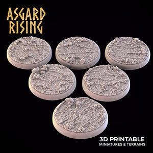3D Printed Asgard Rising Mud Dirt Round Base Set 25 28 32 35mm D&D - Charming Terrain