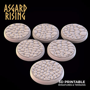 3D Printed Asgard Rising Pavement Round Base Set 25 28 32 35mm D&D - Charming Terrain