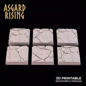 3D Printed Asgard Rising Stone Floor Square Base Set 20mm D&D - Charming Terrain