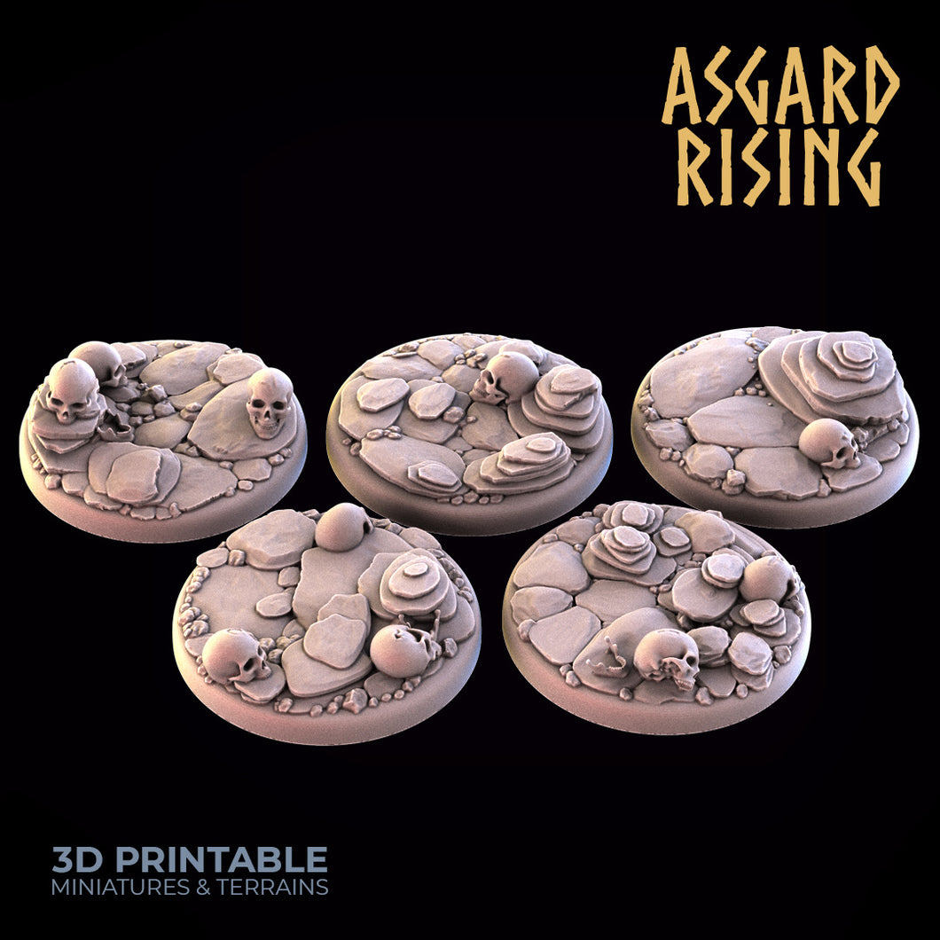 3D Printed Asgard Rising Burial Ground Round Base Set 25 28 32 35mm D&D