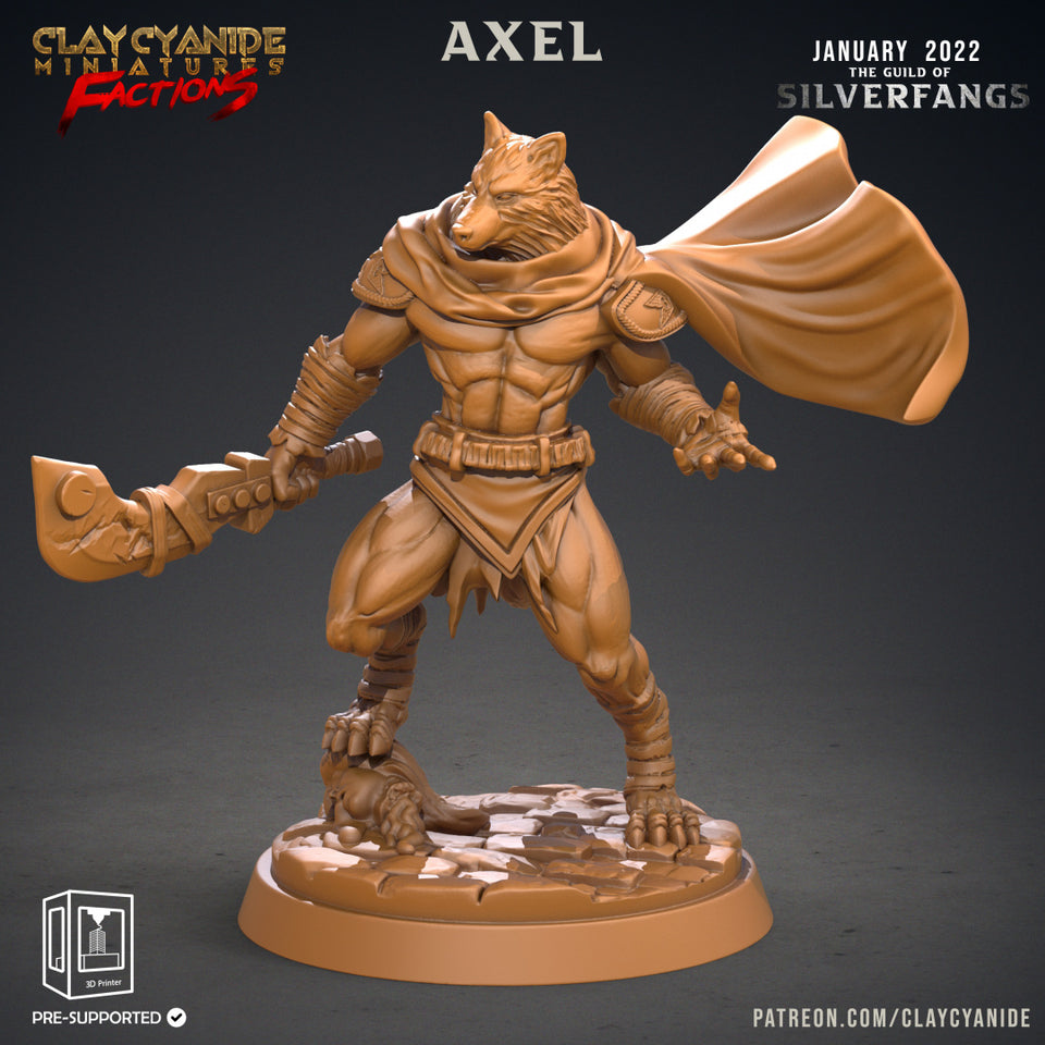 3D Printed Clay Cyanide Silverfangs Guild Werewolf Fox Tribes Factions Ragnarok D&D