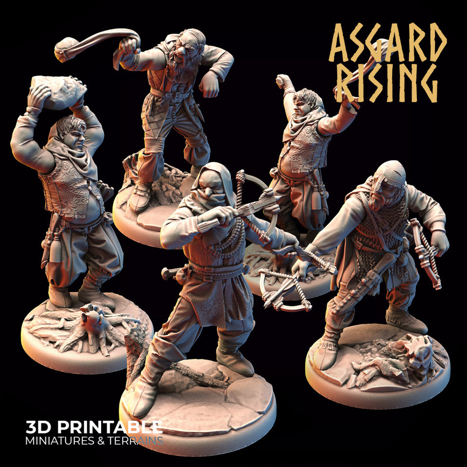 3D Printed Asgard Rising Bandit Deserters Slingers Modular Warband 28mm - 32mm - Charming Terrain