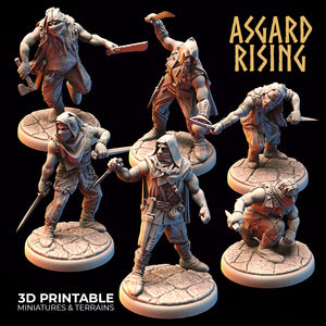 3D Printed Asgard Rising Bandit Rogues Modular Warband 28mm - 32mm Ragnarok D&D - Charming Terrain