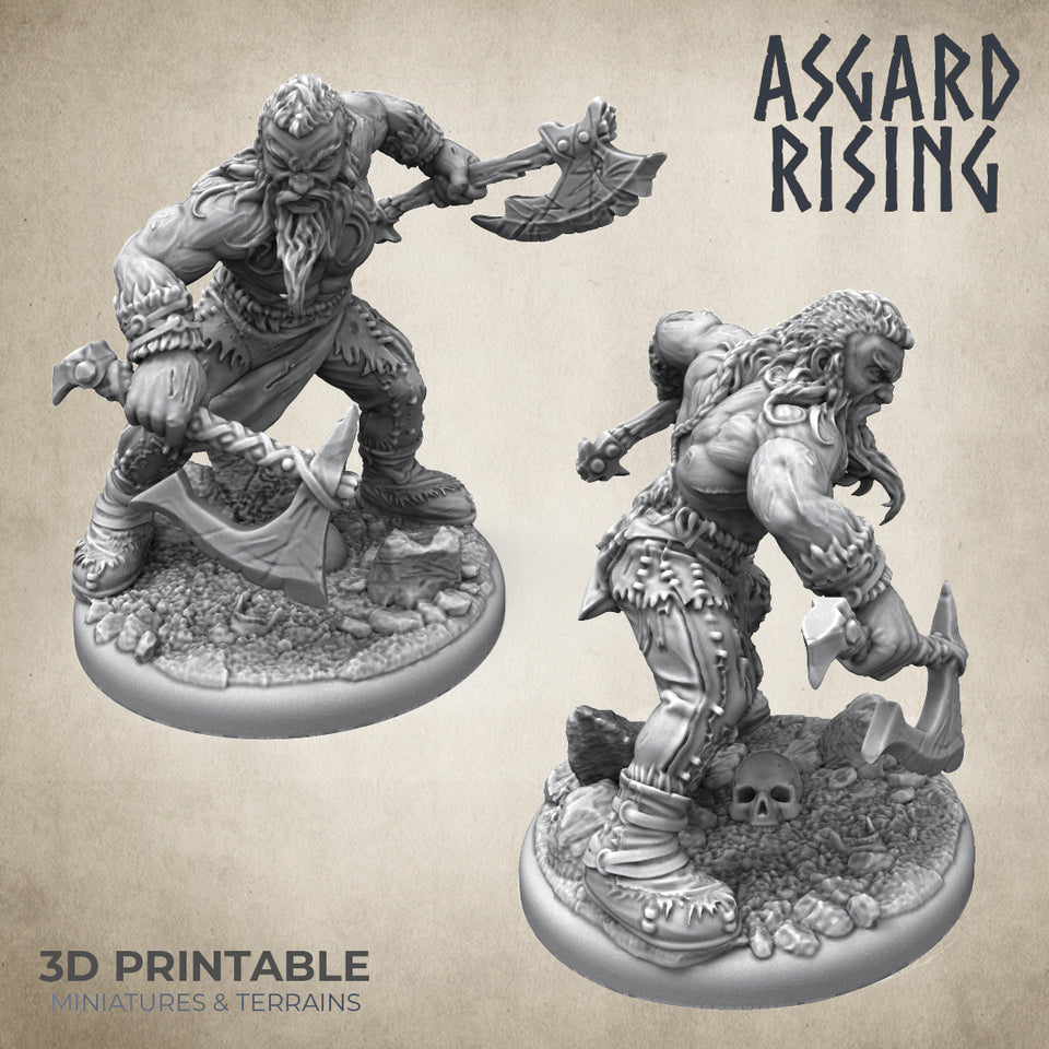 3D Printed Asgard Rising Berserker Miniature  - 28mm 32mm D&D - Charming Terrain