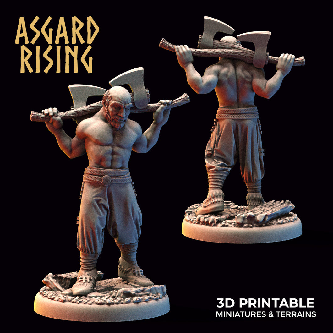 3D Printed Asgard Rising Double Ax Blacksmith 32mm Ragnarok D&D