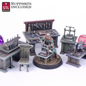 3D Printed STL Miniatures Bookbinder Set 28mm - 32mm War Gaming D&D