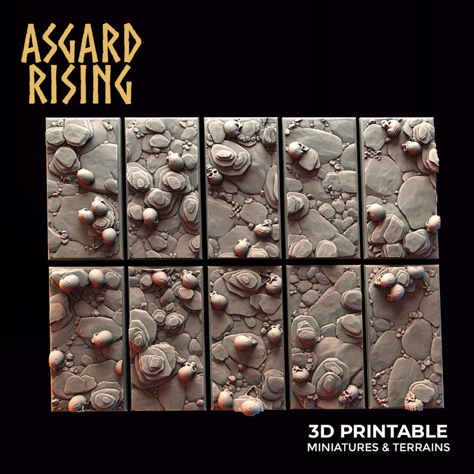 3D Printed Asgard Rising Burial Ground Rectangle Bases 28 32mm D&D
