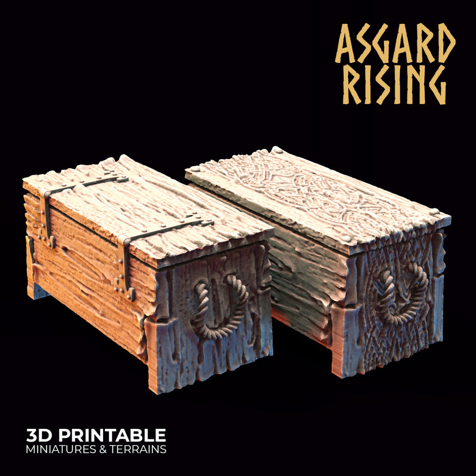 3D Printed Asgard Rising Chests Set 28mm - 32mm Ragnarok D&D