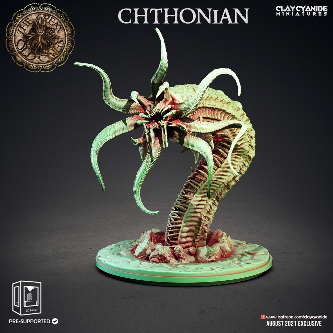3D Printed Clay Cyanide Chthonian Giant Worm Great Old Gods Ragnarok D&D