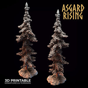 3D Printed Asgard Rising Conifers Spruce Modular Forest Tree Set 32mm D&D - Charming Terrain