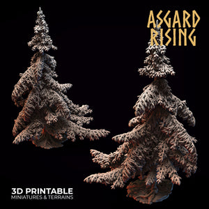 3D Printed Asgard Rising Conifers Spruce Modular Forest Tree Set 32mm D&D - Charming Terrain
