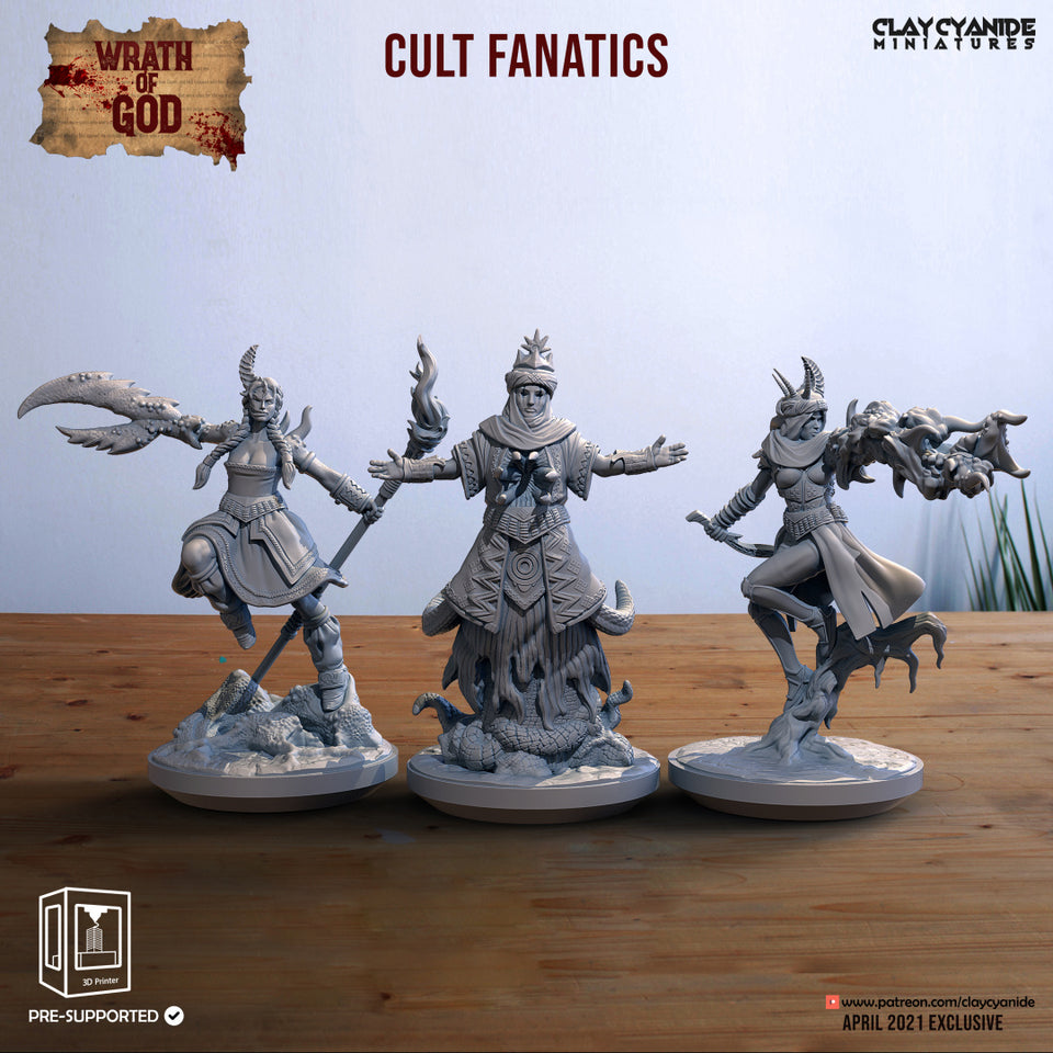 3D Printed Clay Cyanide Cult Fanatics Wrath of Gods Ragnarok D&D