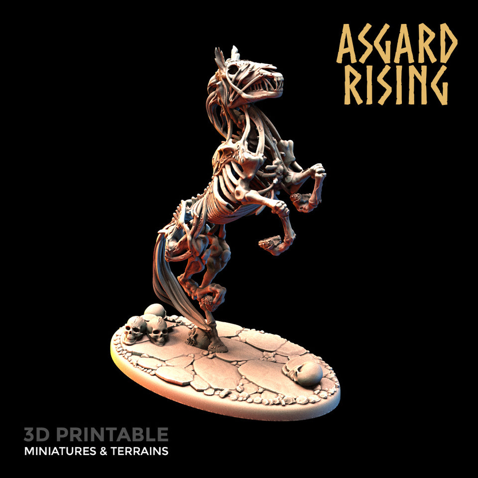3D Printed Asgard Rising Draugr - Undead Skeleton Horses Set 28mm - 32mm