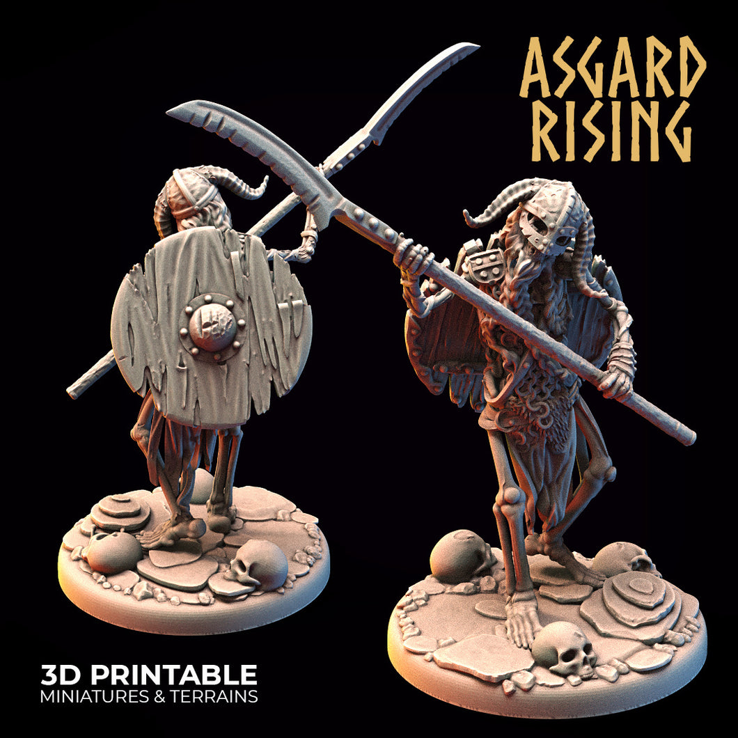3D Printed Asgard Rising Draugr Undead Skeleton Warrior Infantry 28mm 32mm D&D - Charming Terrain