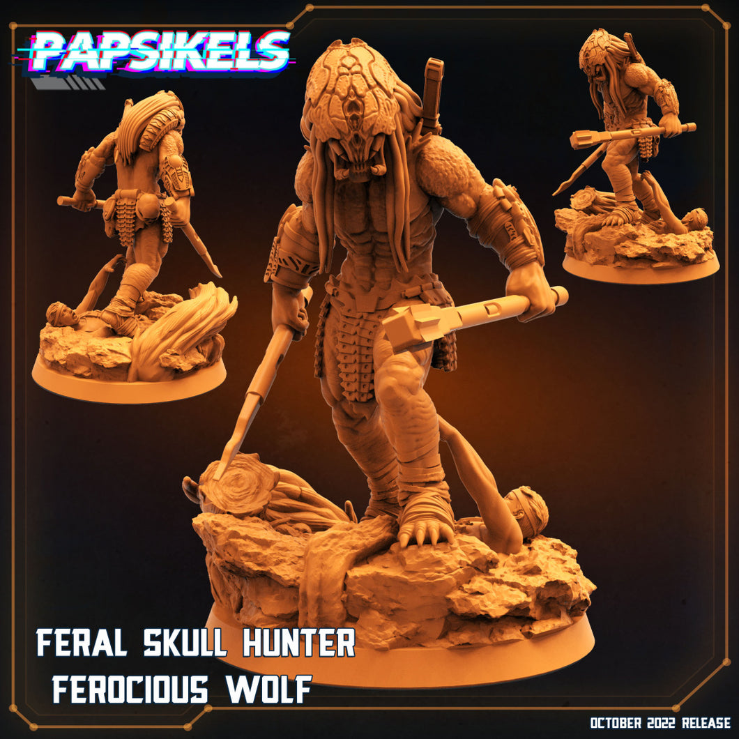 3D Printed Papsikels Cyberpunk Sci-Fi Feral Skull Hunter Ferocious Wolf - 28mm 32mm