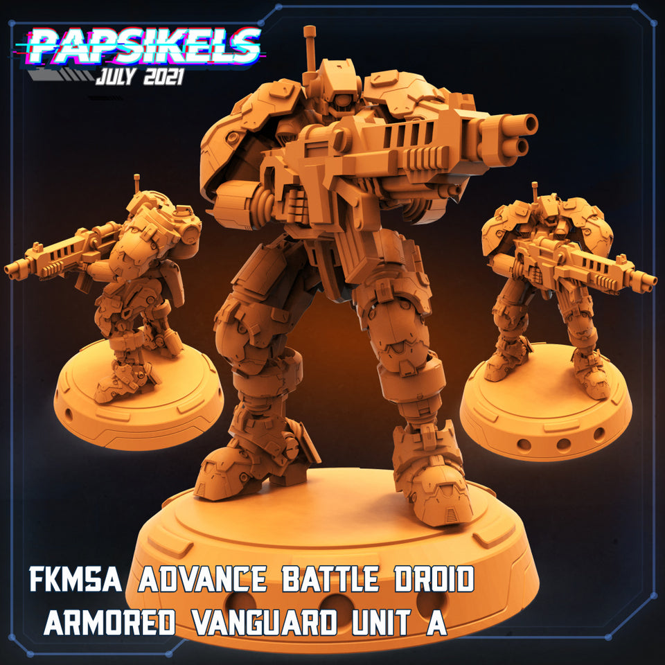3D Printed Papsikels Cyberpunk  Sci-Fi - Fkmsa Advance Battle Droid Armored Vanguard Unit - A - 28mm 32mm