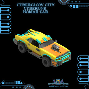 3D Printed Cyberglow City Cyberpunk Nomad Car Miniature  - 28mm 32mm - Charming Terrain