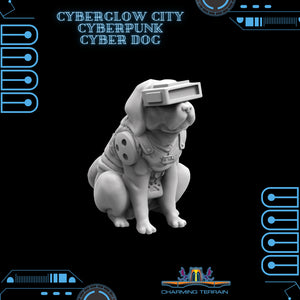 3D Printed Cyberglow City Cyberpunk Cyber Dog Miniature  - 28mm 32mm - Charming Terrain