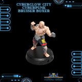 3D Printed Cyberglow City Cyberpunk Bruiser Boxer Fighter Miniature  - 28mm 32mm - Charming Terrain