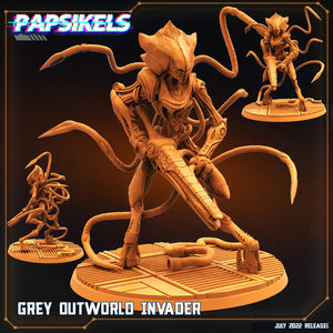 3D Printed Papsikels Cyberpunk Sci-Fi Grey Kind Outworld Invaders Set - 28mm 32mm