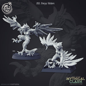 3D Printed Cast n Play Harpy Sisters Aria and Hynya Mythical Clash 28mm 32mm D&D