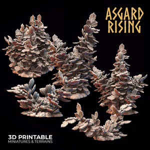3D Printed Asgard Rising Hazel Bush Set 28 - 32mm Ragnarok D&D - Charming Terrain