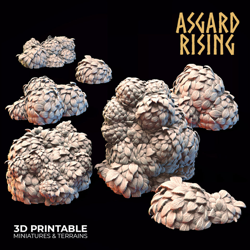 3D Printed Asgard Rising Hedge Bushes Set 28 - 32mm Ragnarok D&D - Charming Terrain