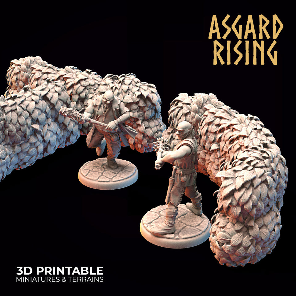 3D Printed Asgard Rising Hedge Bushes Set 28 - 32mm Ragnarok D&D - Charming Terrain