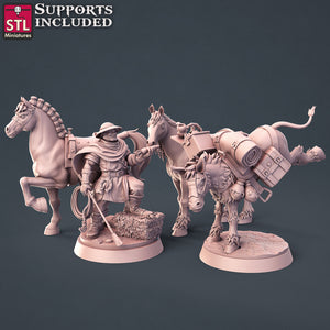 3D Printed STL Miniatures Horse Trainer Set Fantasy NPC 2 | 28 - 32mm War Gaming D&D