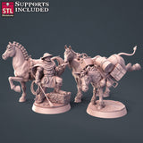 3D Printed STL Miniatures Horse Trainer Set Fantasy NPC 2 | 28 - 32mm War Gaming D&D