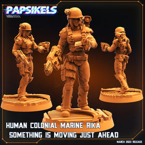 3D Printed Papsikels Cyberpunk  Sci-Fi - Human Colonial Marine Rika Something Is Moving Just Ahead - 28mm 32mm
