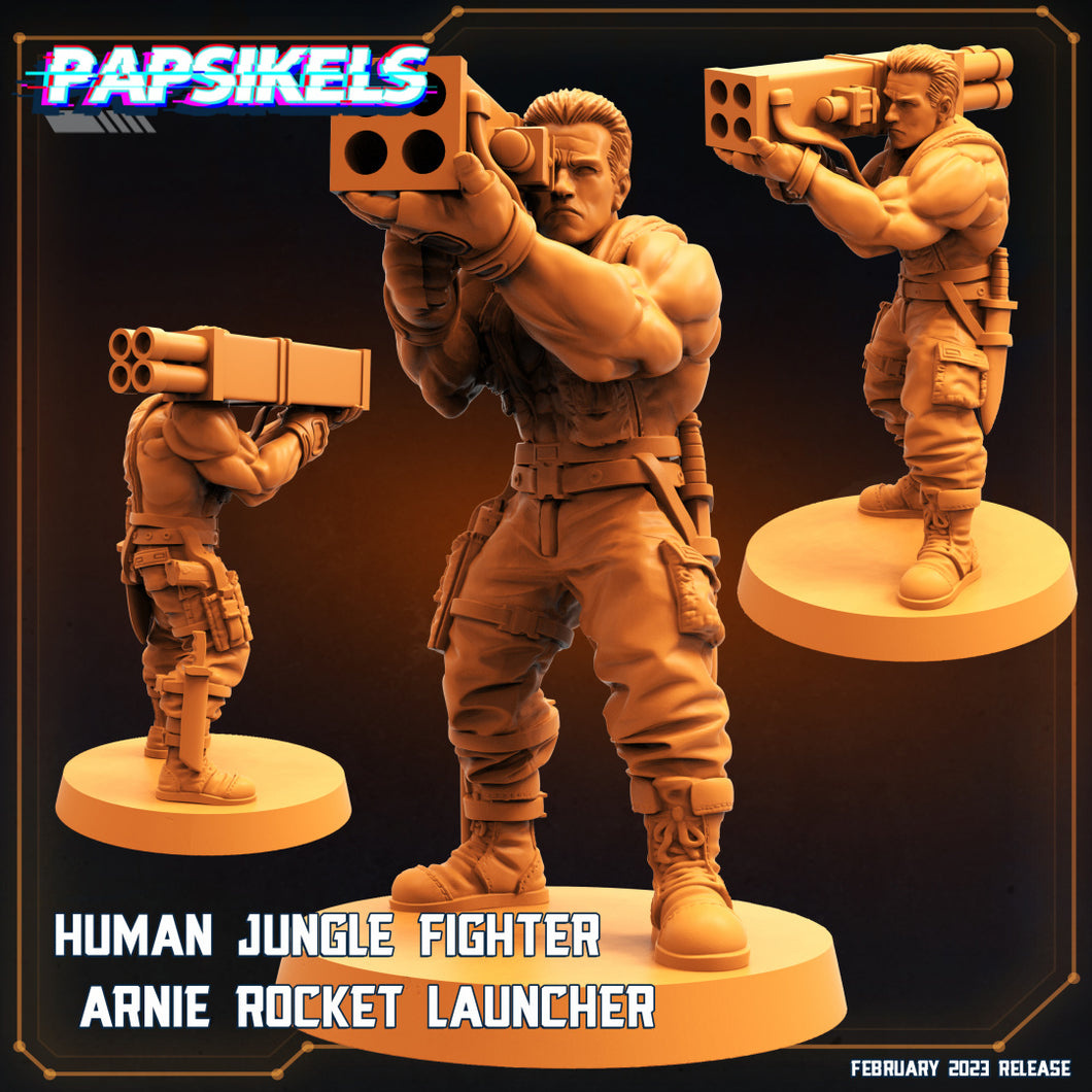 3D Printed Papsikels Cyberpunk Sci-Fi - Human Jungle Fighter Arnie Rocket Launcher - 28mm 32mm