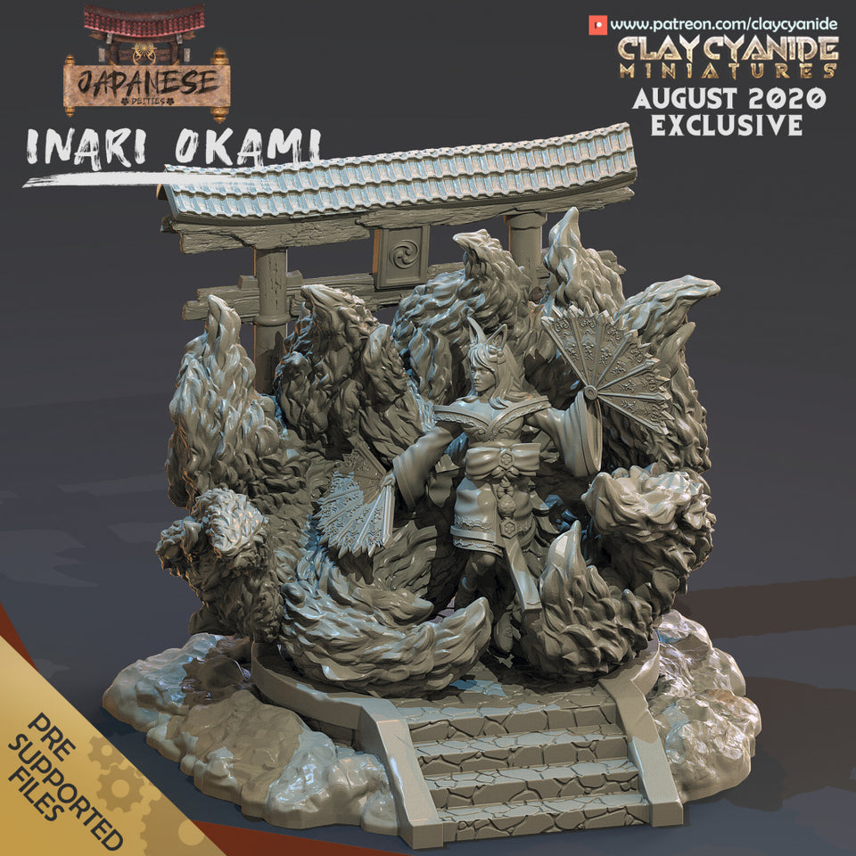 3D Printed Clay Cyanide Inari-Okami Japanese Deities Ragnarok D&D