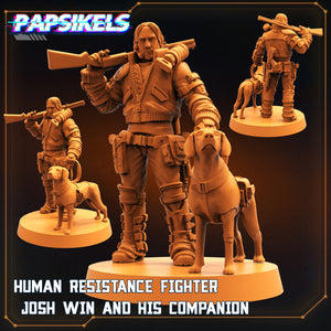 3D Printed Papsikels Cyberpunk Sci-Fi - Human Resistance Fighter Josh Win And His Companion - 28mm 32mm