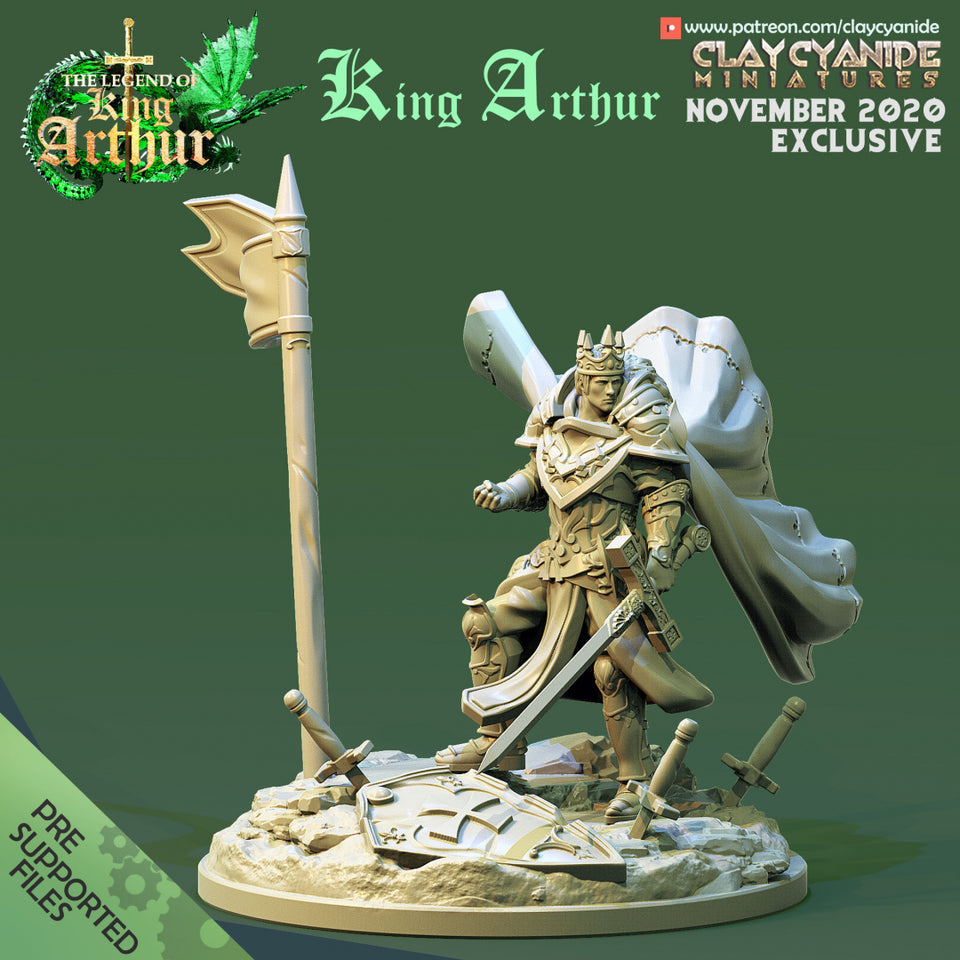 3D Printed Clay Cyanide King Arthur Standing The Legend of King Arthur Ragnarok D&D