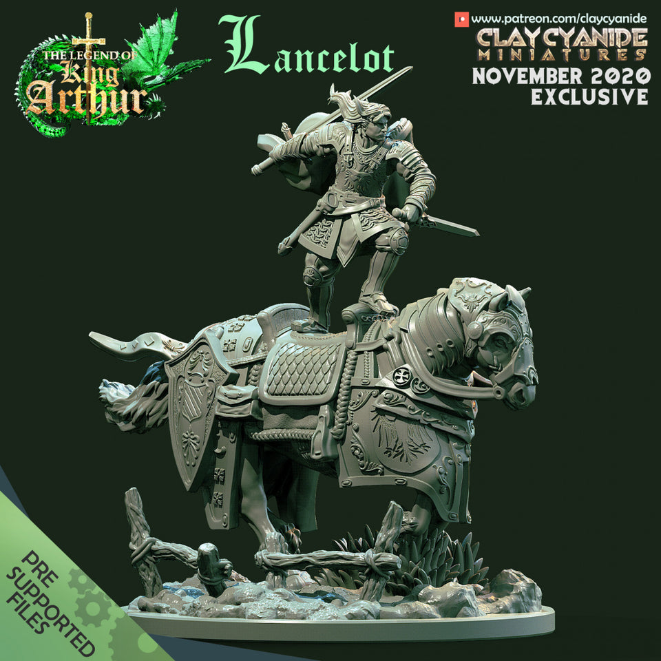 3D Printed Clay Cyanide Lancelot Riding The Legend of King Arthur Ragnarok D&D