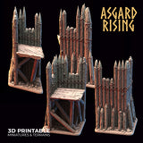 3D Printed Asgard Rising Fortified Village - Large Palisade Set 28mm - 32mm Ragnarok D&D