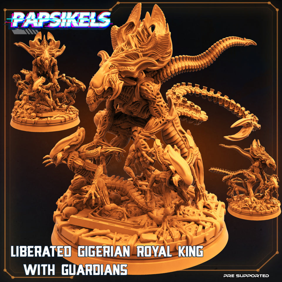 3D Printed Papsikels Sci-Fi Liberated Gigerian King with Minions Aliens - 28mm 32mm