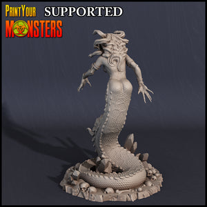 3D Printed Print Your Monsters Dark Elves Medusa 28mm - 32mm D&D Wargaming