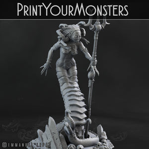 3D Printed Print Your Monsters Dark Elves Medusa 28mm - 32mm D&D Wargaming