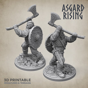 3D Printed Asgard Rising Midgard Viking Shieldman 28mm-32mm Ragnarok D&D - Charming Terrain