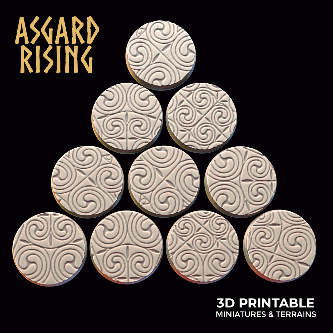 3D Printed Asgard Rising Ornament Theme Round Base Set 25 28 32 35mm D&D