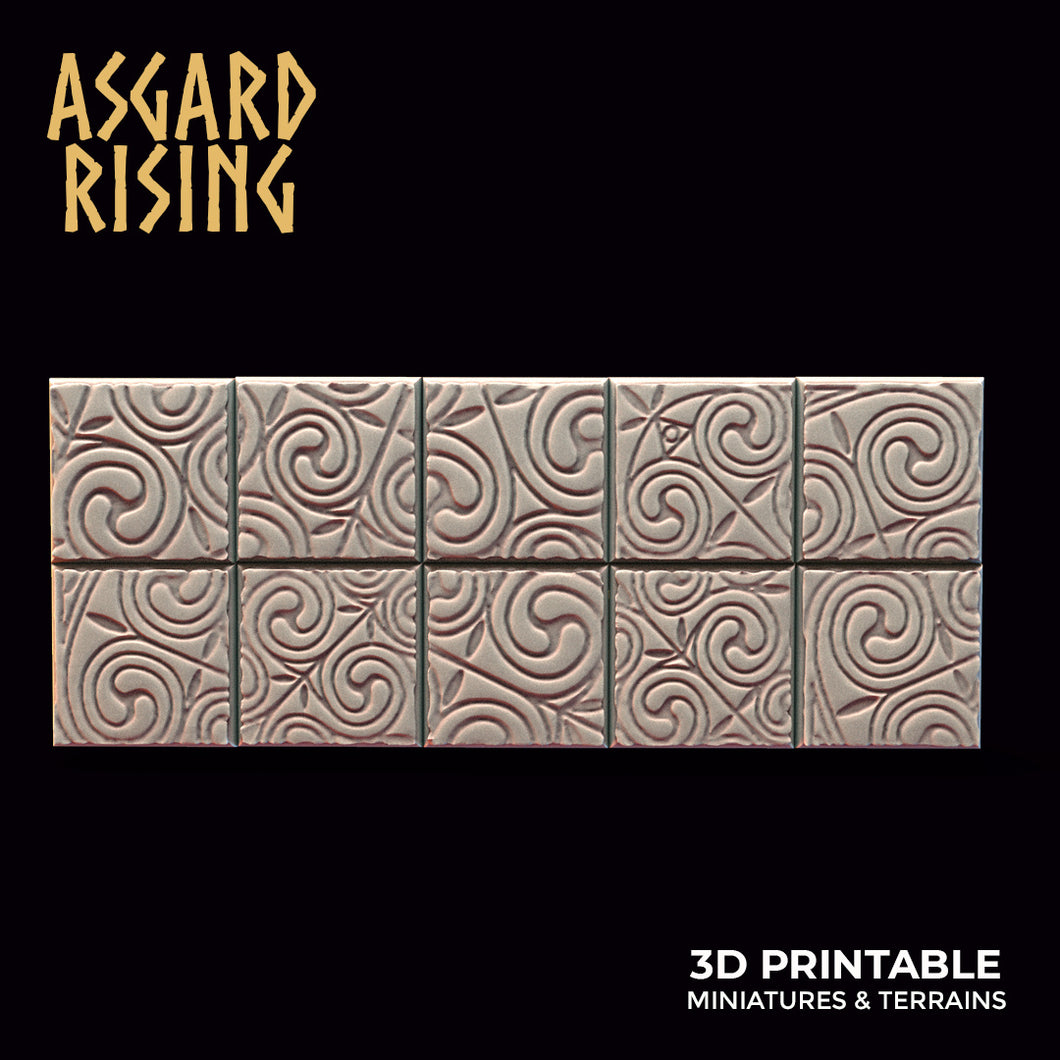 3D Printed Asgard Rising Ornament Theme Square Base Set 25 28 32 35mm D&D