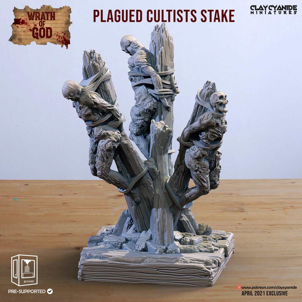 3D Printed Clay Cyanide Plagued Cultists Stake Wrath of Gods Ragnarok D&D