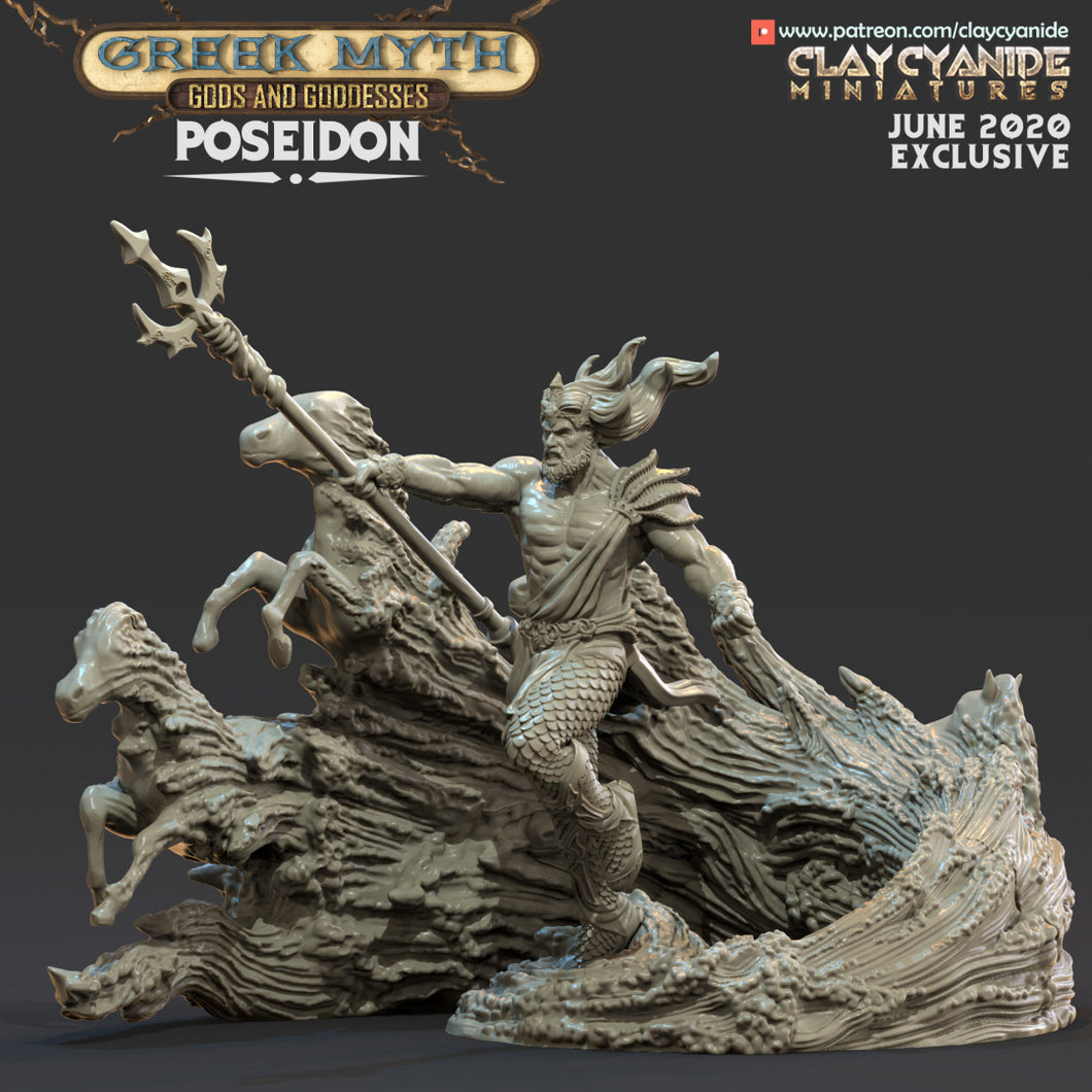 3D Printed Clay Cyanide Poseidon Greek Myth Gods and Goddesses Ragnarok D&D