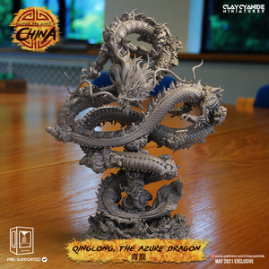 3D Printed Clay Cyanide Qinglong, the Azure Dragon Ragnarok D&D