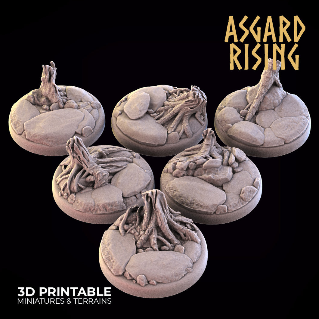 3D Printed Asgard Rising Roadside Round Base Set 25 28 32 35mm D&D - Charming Terrain